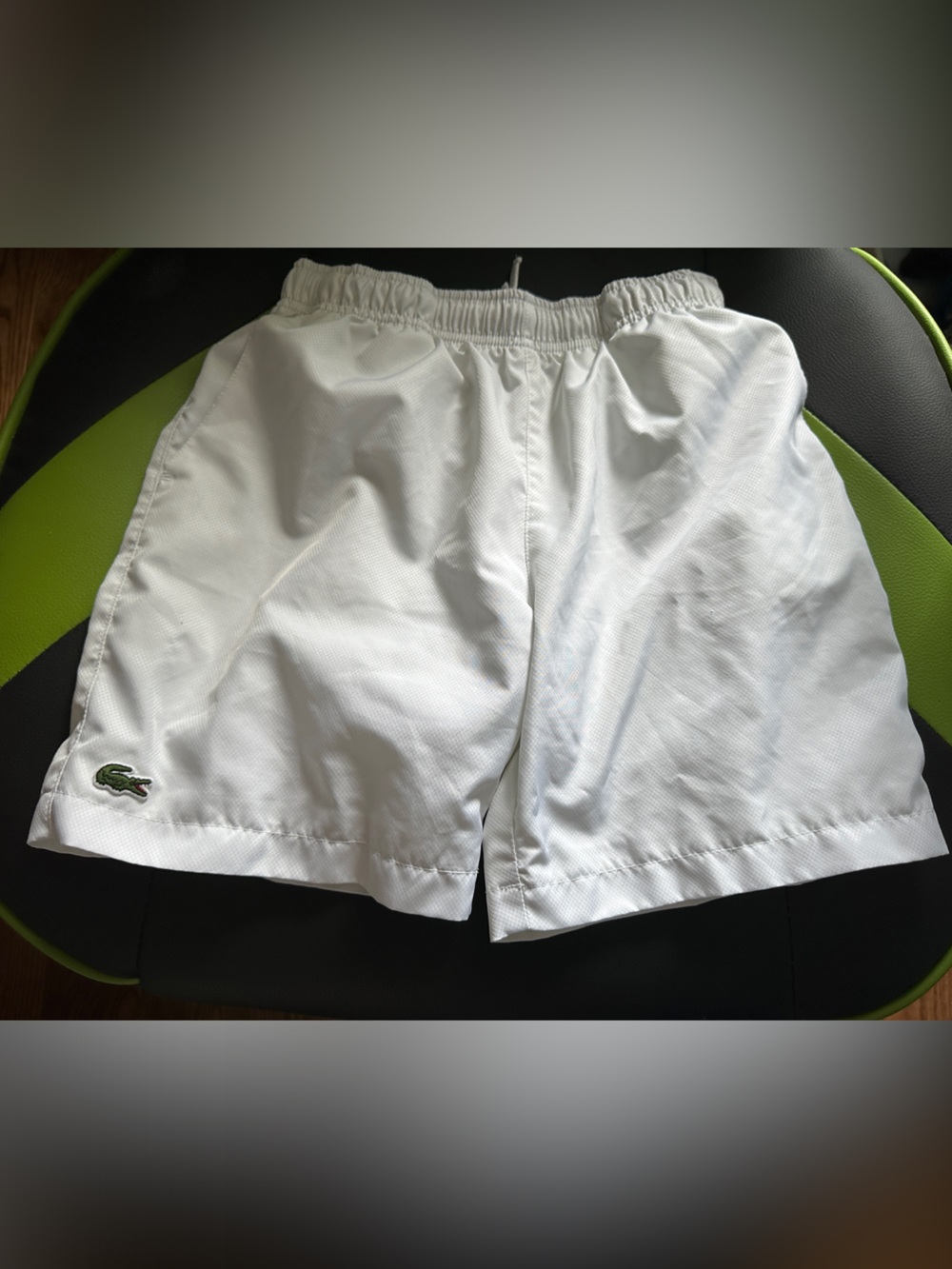 Lacoste White Shorts with Green Crocodile Patch